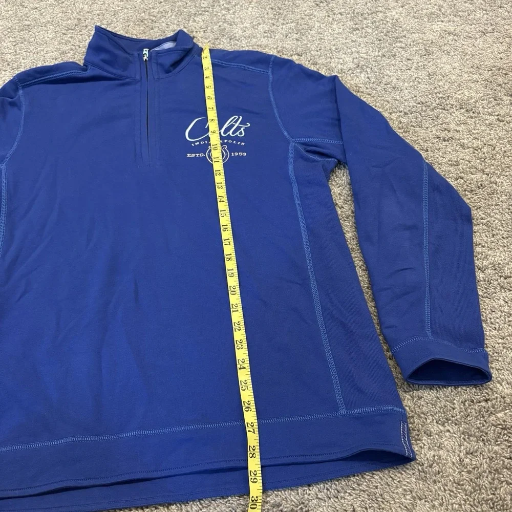 Tommy Bahama Bungalow Colts Medium Blue 1/4 Zip Embroidered Logo Football NFL